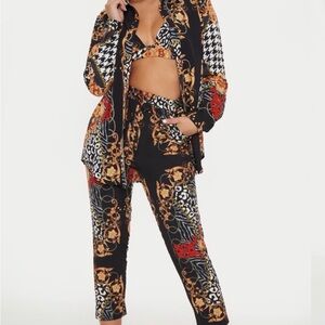 Stylish Black and Gold Patterned Outfit